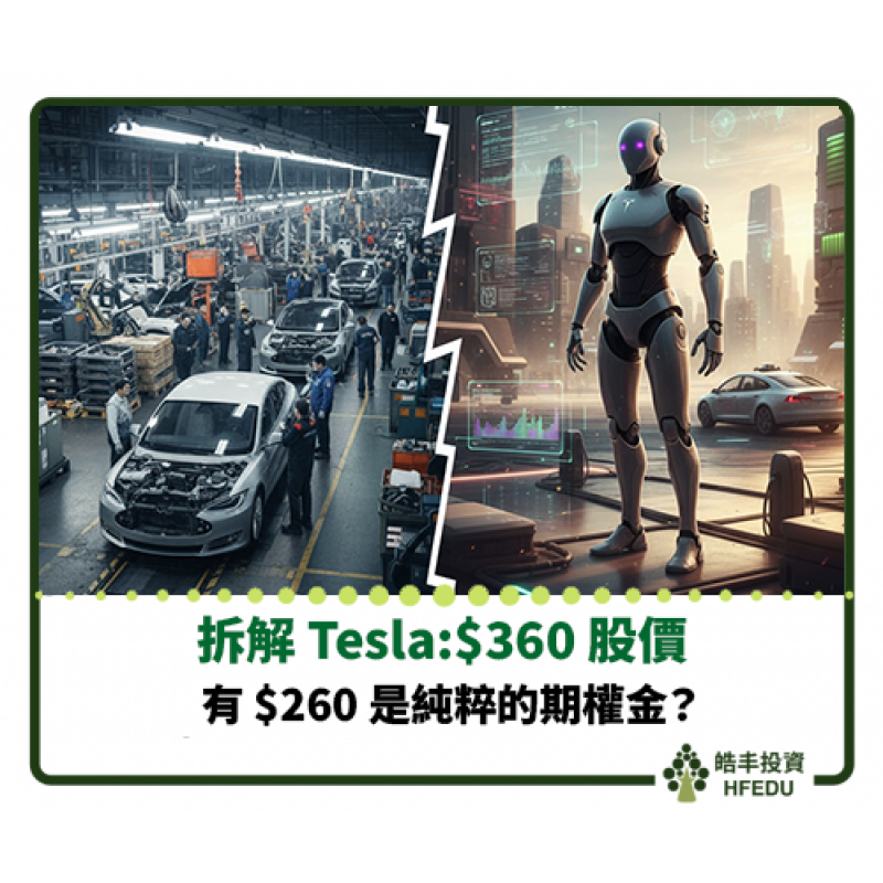 【拆解 Tesla:$360 股價,有 $260 是純粹的期權金】
